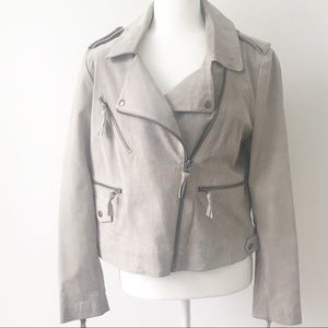 ASOS jacket suede leather MOTO jacket gray size 12